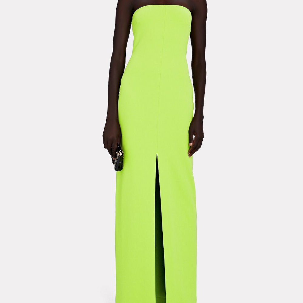 SOLACE LONDON - Bysha Strapless Crepe Gown (Lime Green)